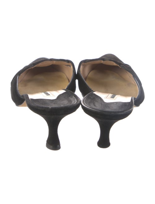 Manolo Blahnik Suede Bow Accents Mules