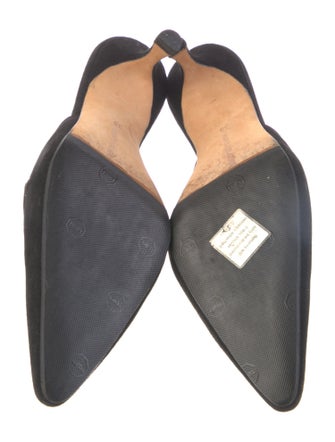 Manolo Blahnik Suede Bow Accents Mules