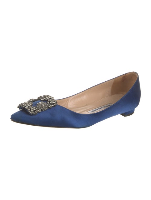 Manolo Blahnik Satin Crystal Embellishments Ballet Flats