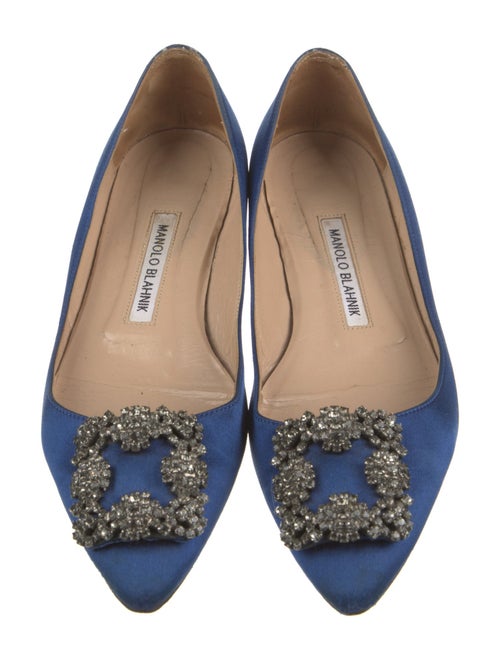 Manolo Blahnik Satin Crystal Embellishments Ballet Flats