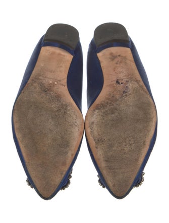Manolo Blahnik Satin Crystal Embellishments Ballet Flats