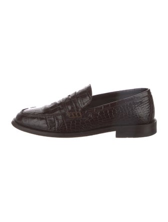 Manolo Blahnik Embossed Leather Loafers