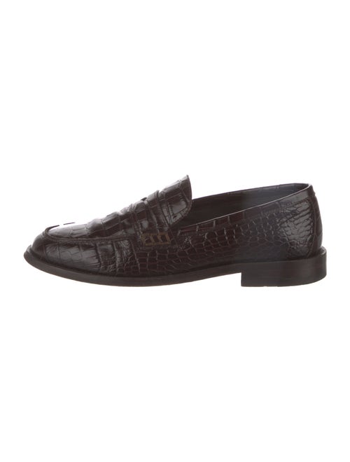 Manolo Blahnik Embossed Leather Loafers