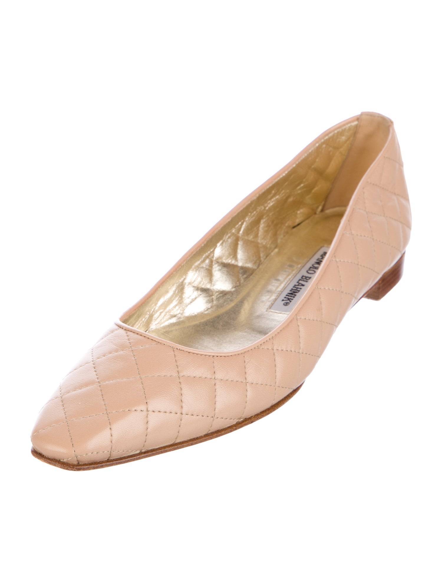 Manolo Blahnik Quilted Pattern Leather Flats