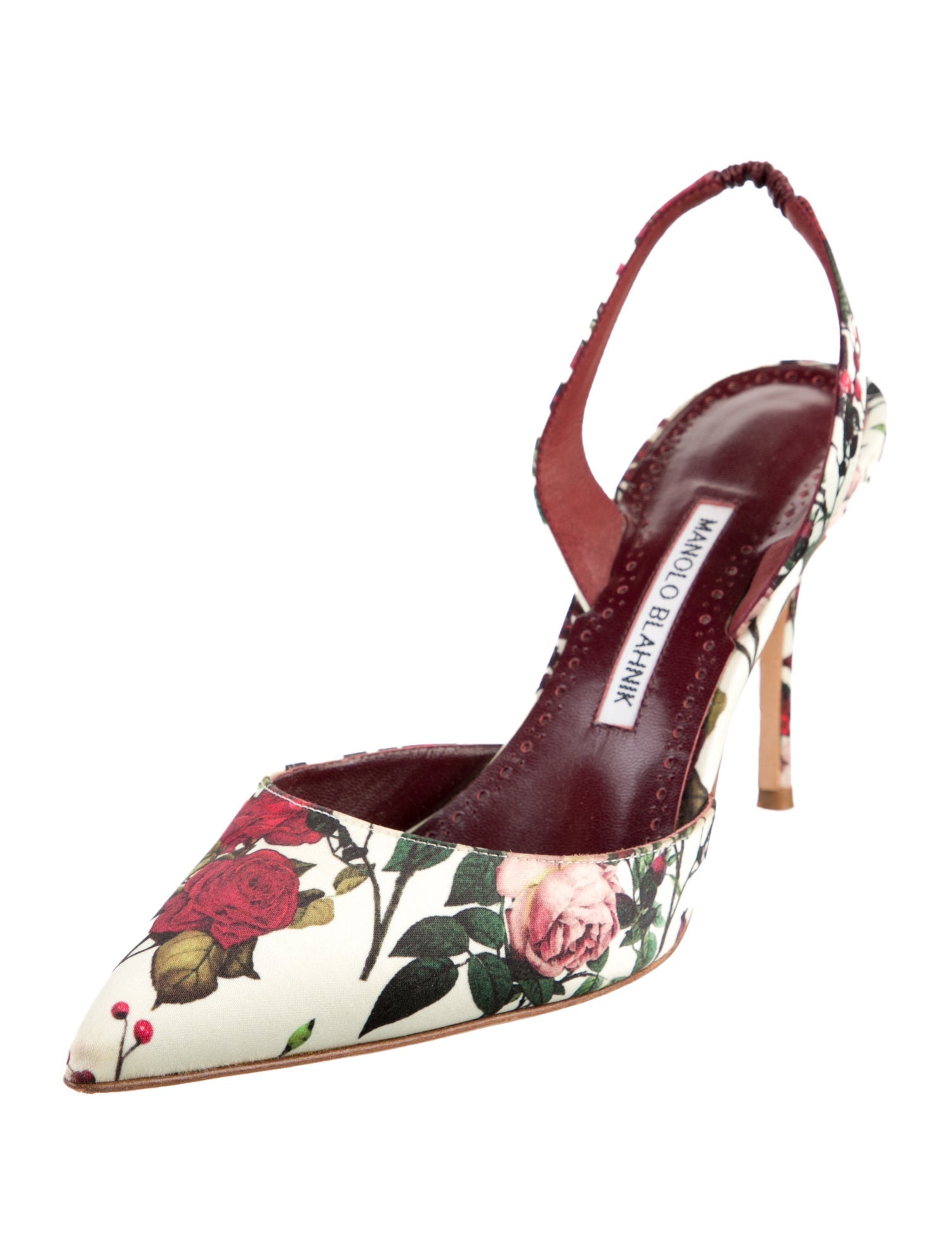 Manolo Blahnik Floral Print Slingback Pumps