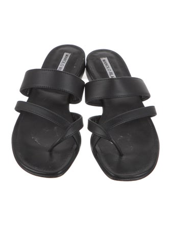 Manolo Blahnik Leather Slides
