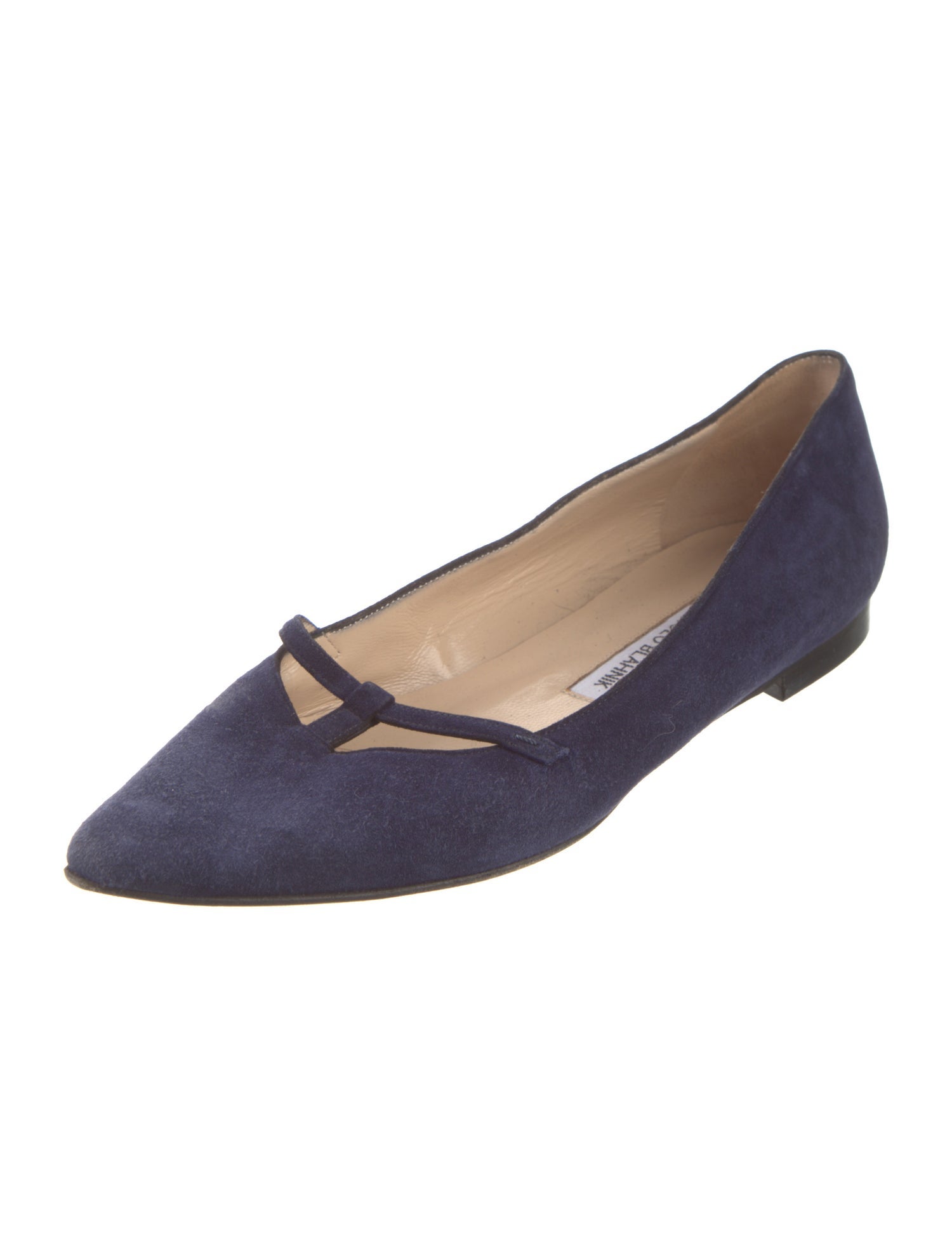 Manolo Blahnik Suede Cutout Accent Flats