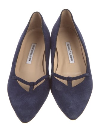 Manolo Blahnik Suede Cutout Accent Flats