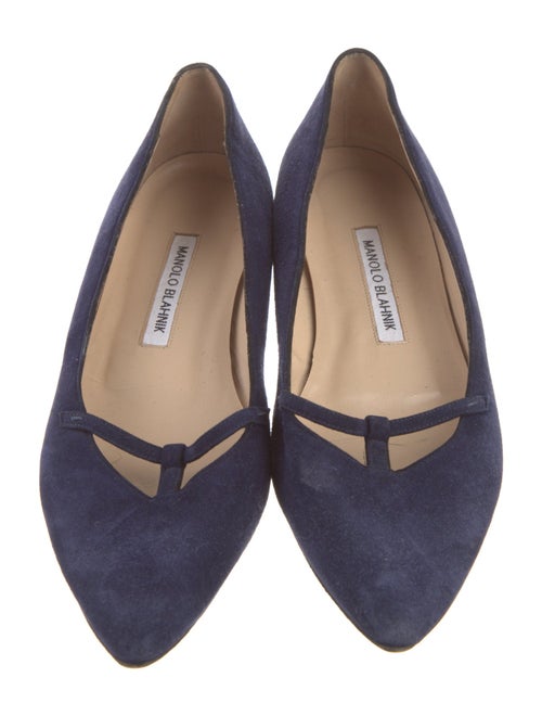 Manolo Blahnik Suede Cutout Accent Flats