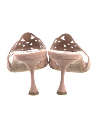 Manolo Blahnik Suede Patterned Slides