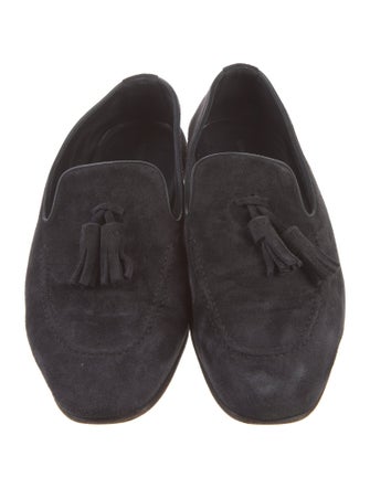 Manolo Blahnik Suede Tassel Accents Loafers