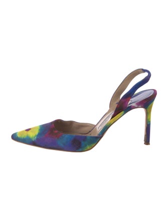 Manolo Blahnik Canvas Tie-Dye Print Slingback Pumps