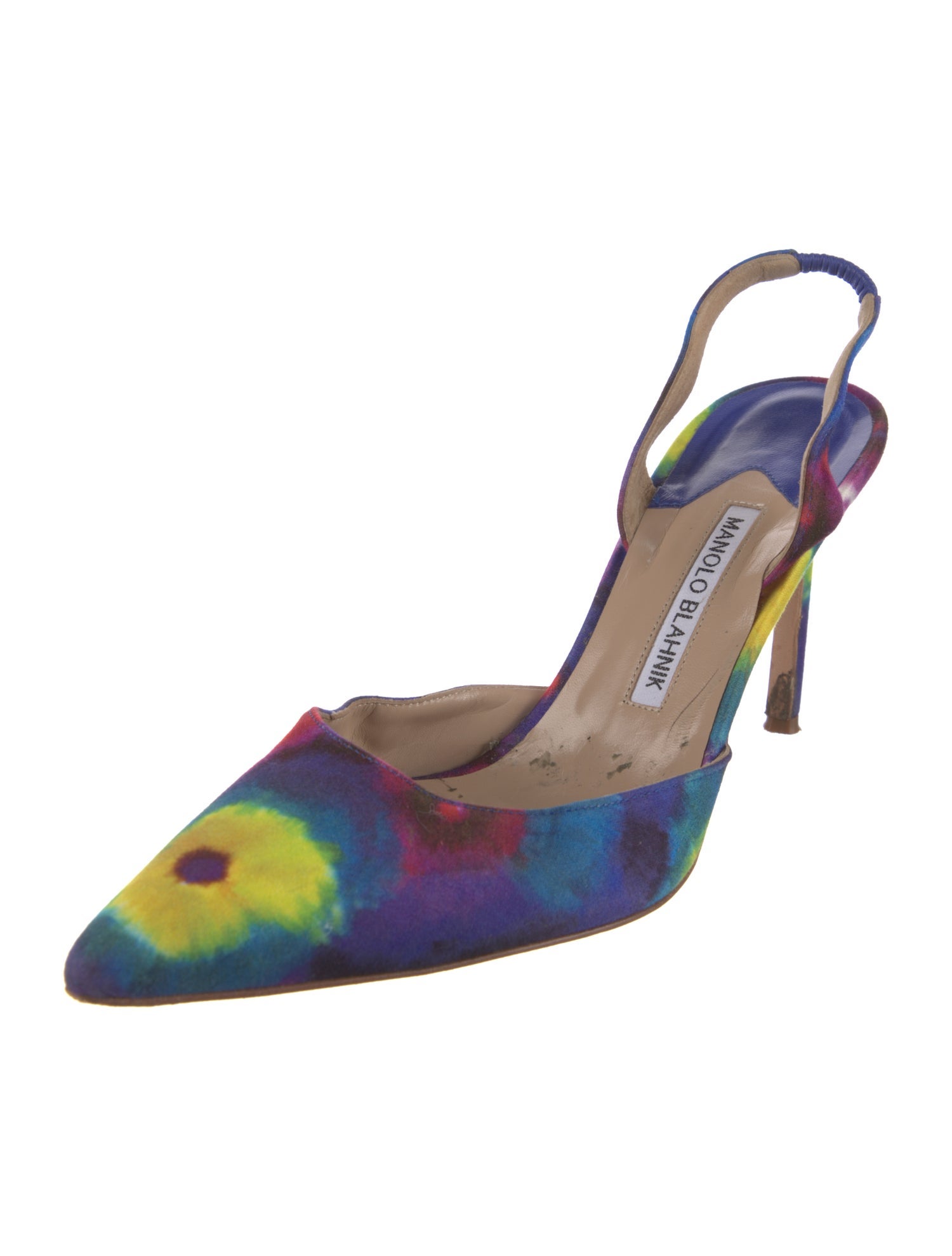 Manolo Blahnik Canvas Tie-Dye Print Slingback Pumps