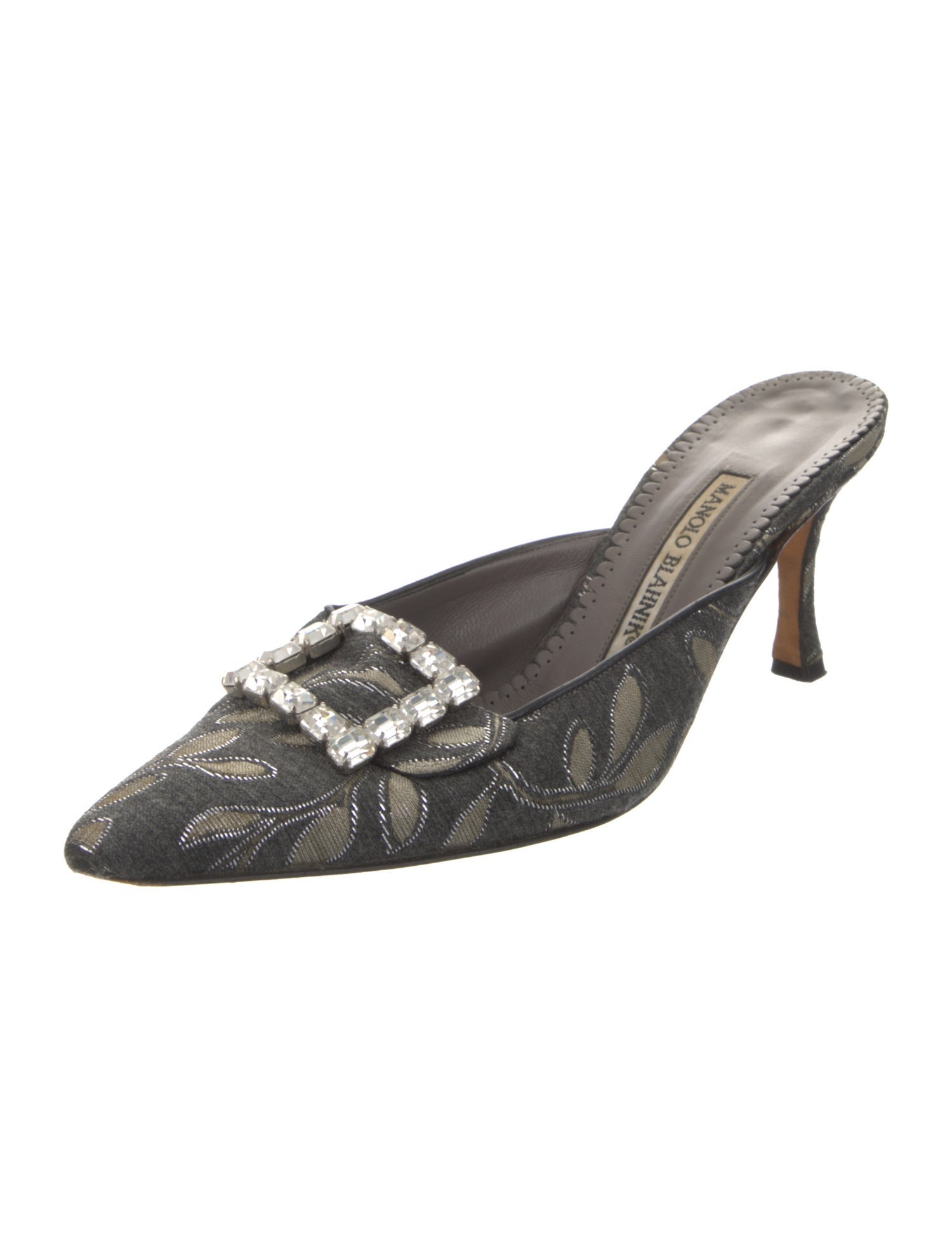 Manolo Blahnik Printed Crystal Embellishments Mules