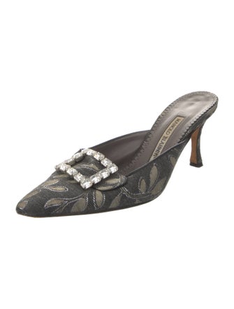 Manolo Blahnik Printed Crystal Embellishments Mules