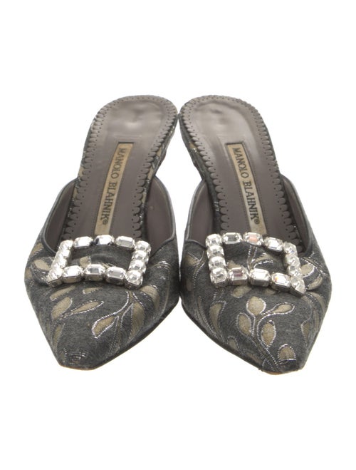 Manolo Blahnik Printed Crystal Embellishments Mules