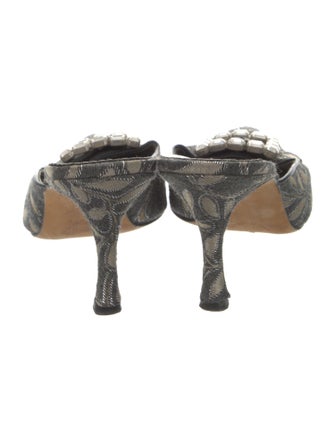 Manolo Blahnik Printed Crystal Embellishments Mules