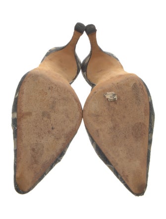 Manolo Blahnik Printed Crystal Embellishments Mules