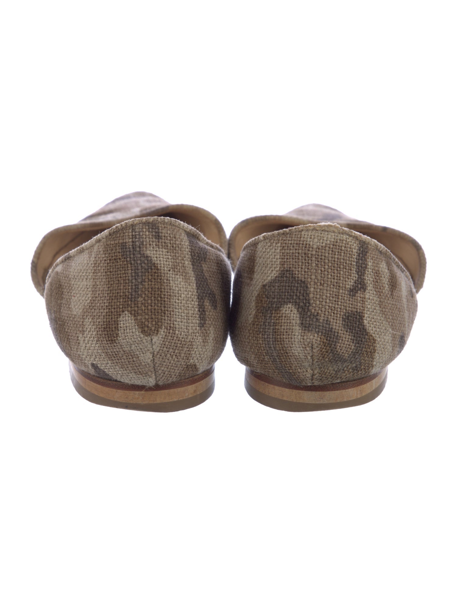 Manolo Blahnik Canvas Camouflage Print D'Orsay Flats