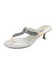 Manolo Blahnik Leather Crystal Embellishments T-Strap Sandals