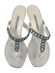 Manolo Blahnik Leather Crystal Embellishments T-Strap Sandals