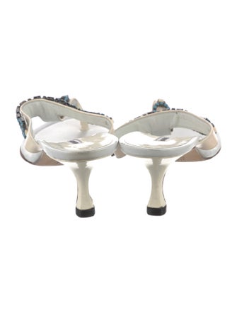 Manolo Blahnik Leather Crystal Embellishments T-Strap Sandals