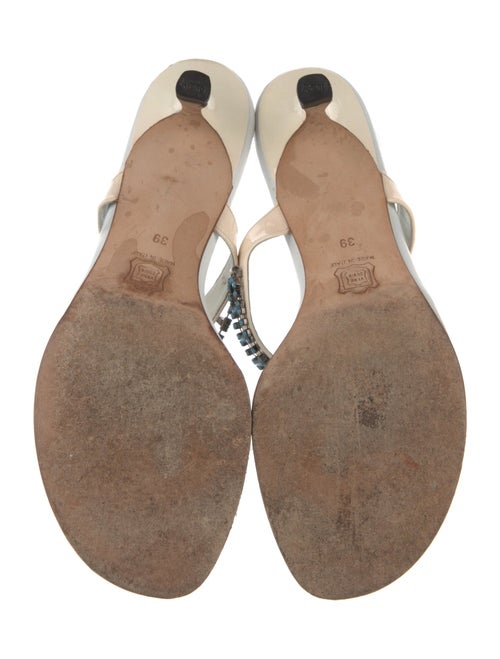 Manolo Blahnik Leather Crystal Embellishments T-Strap Sandals