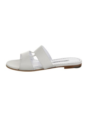 Manolo Blahnik Sandals Leather Cutout Accent Slides IT 41 | 11