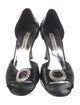 Manolo Blahnik Snakeskin Crystal Embellishments Sandals