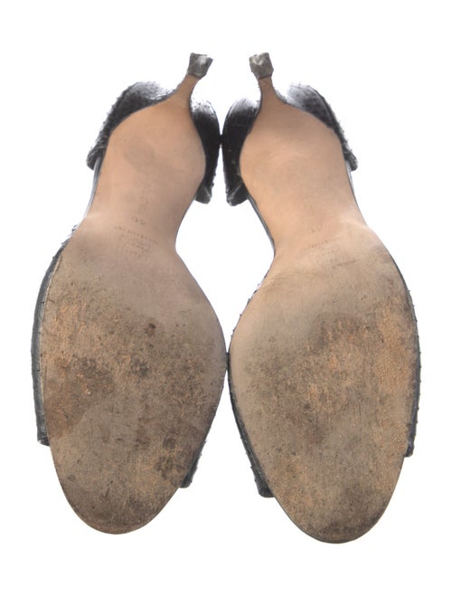 Manolo Blahnik Snakeskin Crystal Embellishments Sandals