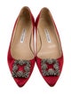 Manolo Blahnik Satin Crystal Embellishments Flats