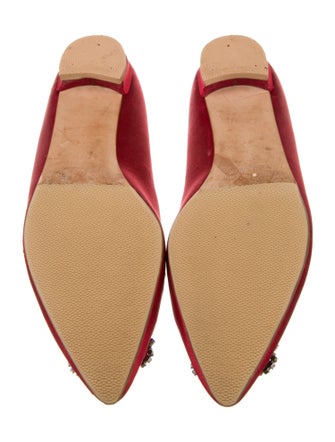 Manolo Blahnik Satin Crystal Embellishments Flats