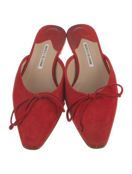 Manolo Blahnik Suede Bow Accents Mules
