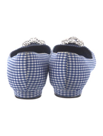 Manolo Blahnik Plaid Print Crystal Embellishments Flats