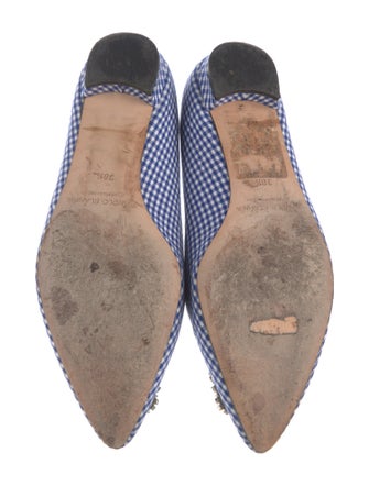 Manolo Blahnik Plaid Print Crystal Embellishments Flats