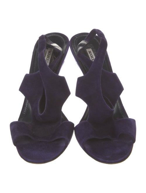 Manolo Blahnik Suede Slingback Sandals