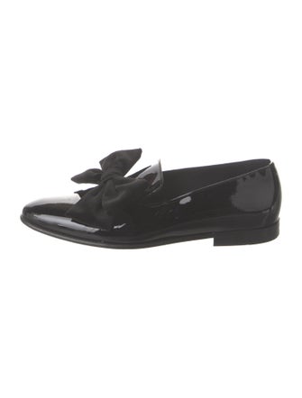 Manolo Blahnik Patent Leather Bow Accents Loafers