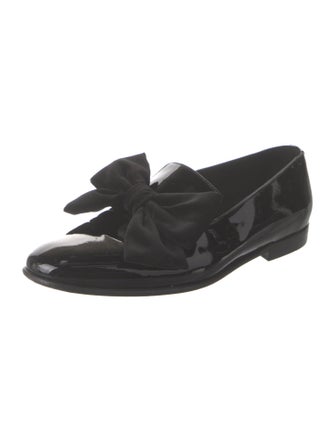 Manolo Blahnik Patent Leather Bow Accents Loafers