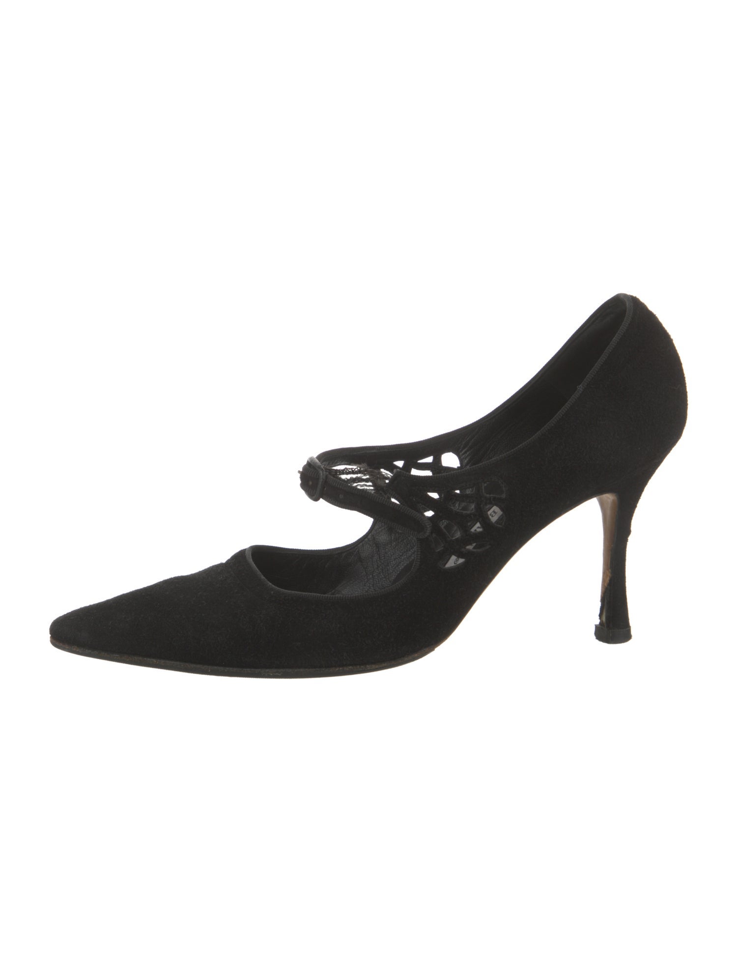 Manolo Blahnik Suede Cutout Accent Pumps