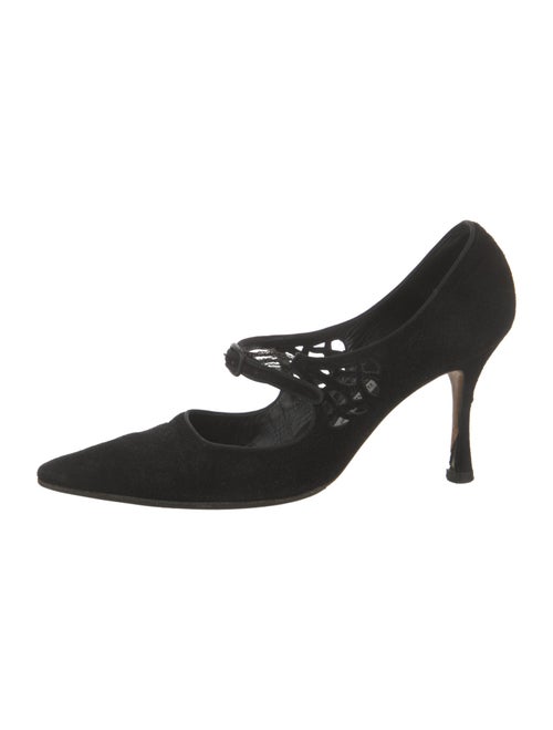 Manolo Blahnik Suede Cutout Accent Pumps