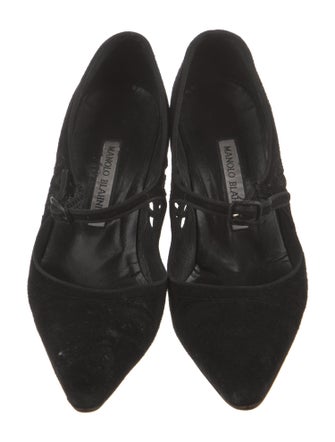 Manolo Blahnik Suede Cutout Accent Pumps