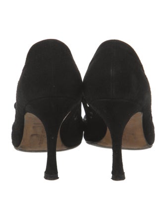 Manolo Blahnik Suede Cutout Accent Pumps