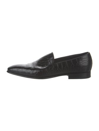 Manolo Blahnik Crocodile Tassel Accents Loafers