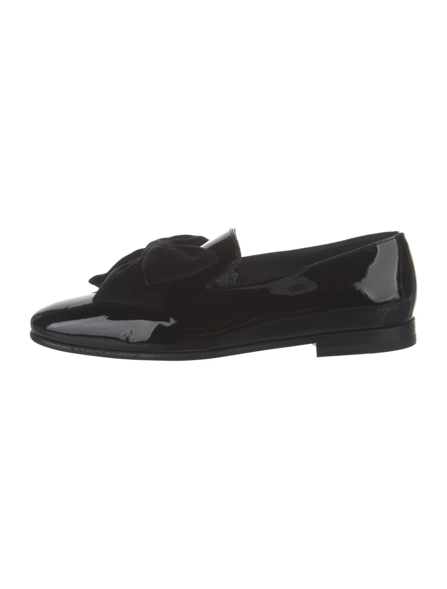 Manolo Blahnik Patent Leather Bow Accents Loafers