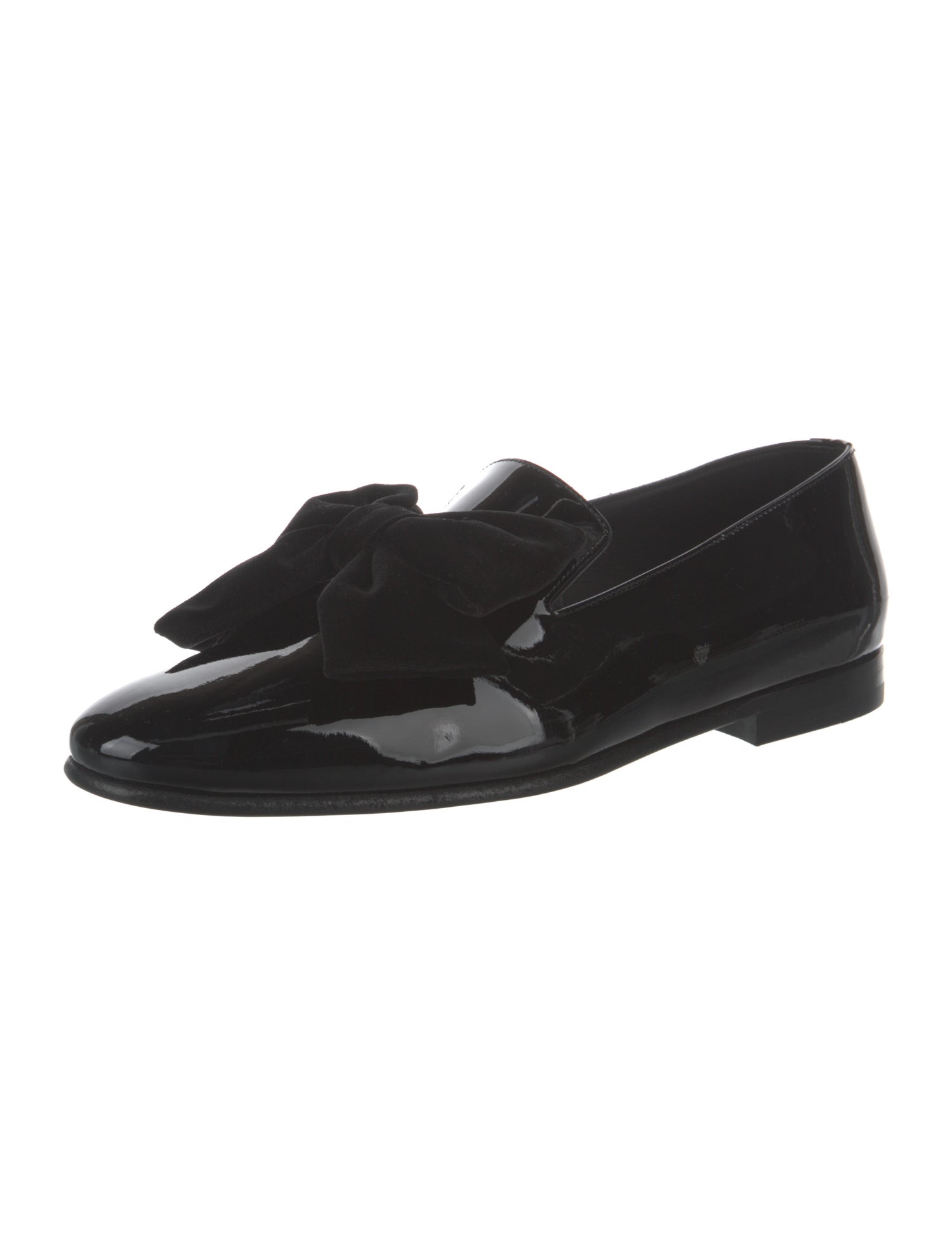 Manolo Blahnik Patent Leather Bow Accents Loafers
