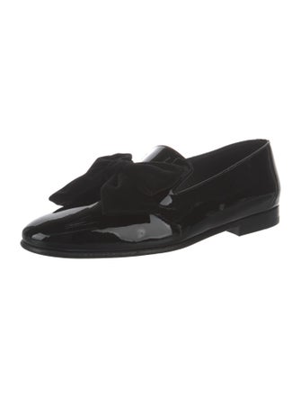 Manolo Blahnik Patent Leather Bow Accents Loafers