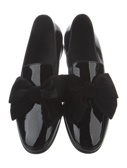 Manolo Blahnik Patent Leather Bow Accents Loafers