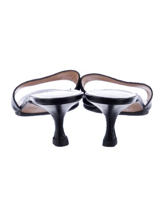 Manolo Blahnik Leather Animal Print Slides