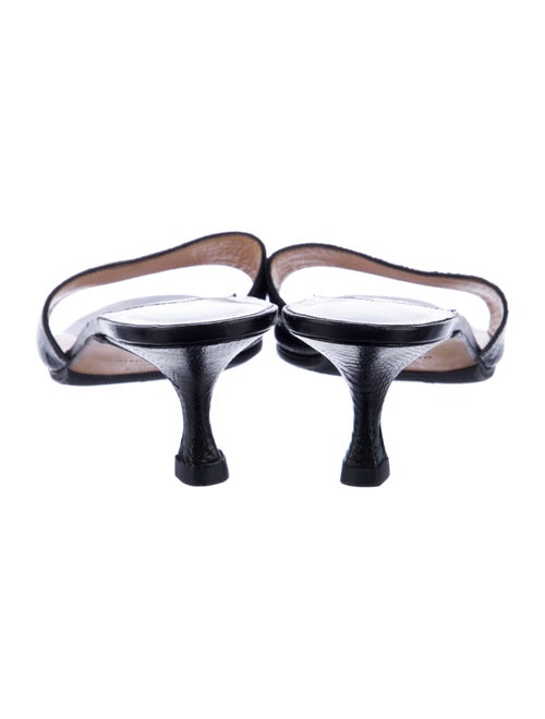 Manolo Blahnik Leather Animal Print Slides