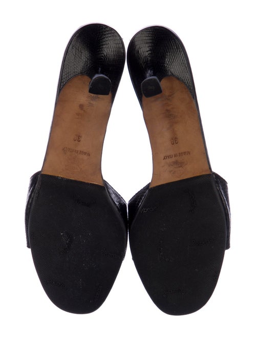 Manolo Blahnik Leather Animal Print Slides